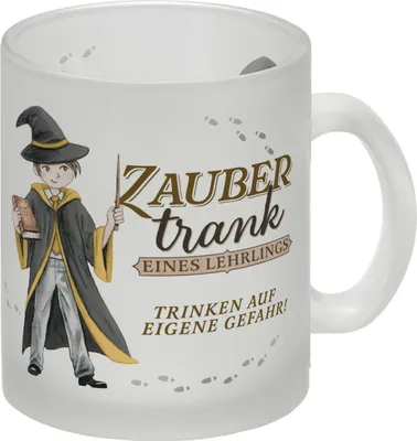 Produktbild von Zaubertrank Glas Tasse mit Zauberschüler in gelb
