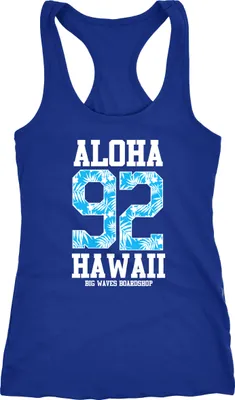 Produktbild von Damen Tanktop Tank Top Aloha Hawaii Summer Palm Leafs Sommer Tropical Shirt Neverless® blau L