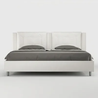 Produktbild von ITYHOME - Gepolstertes Bett mit Lattenrost 160x200 mit Kunstlederbezug Weiß Annalisa