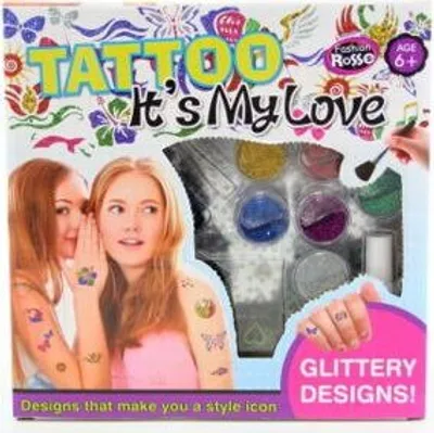Produktbild von Glitzer-Tattoo-Studio Set Bunt mit 12 Schablonen für Kinder ab 6 Jahren