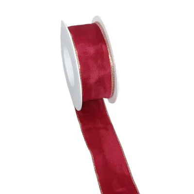 Produktbild von Taftband mit Polyesterkante - karminrot-gold - 40mm - 25m - 3331-40-25-534