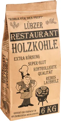 Image de Lübzer Restaurant Charbon de bois pour barbecue de qualité supérieure en bois de feuillus 6kg 6000