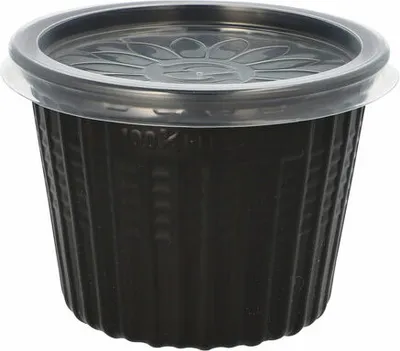 Produktbild von 125x Mehrwegschalen Suppenschalen inkl. Deckel rund 500 ml Ø11,5 cm schwarz