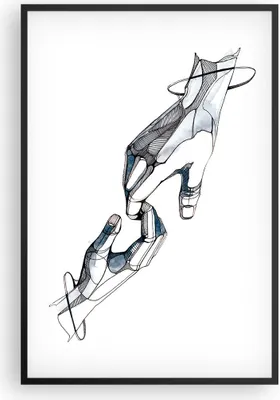 Produktbild von Gerahmtes Poster - Schwarzer Rahmen - Surrealismus Hände Hilfe - 61x91,5 cm - Wand Bild - Wanddeko - Wandbilder - Kunstposter - Wandposter - Bilderrahmen - Bilder - Kunstdruck - P2BPA61x91-4438