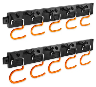 Zdjęcie produktu dla Uchwyt ścienny na narzędzia ogrodowe - 2 x 40 cm - Haki antypoślizgowe - Czarny