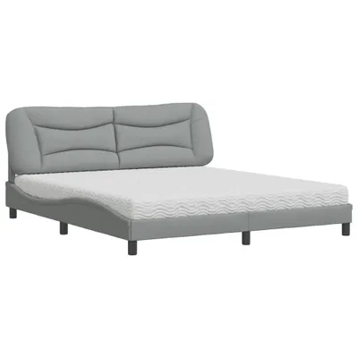 Produktbild von Bett mit Matratze "Hvar" Hellgrau 180x200 cm Stoff
