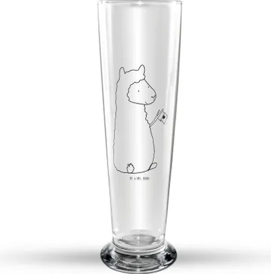 Produktbild von Mr. & Mrs. Panda Bierbecher Alpaka Fahne - Transparent - Geschenk, Bier Glas, Bierglas, Glasbierglas, Liebe, Lamas, Glasbecher, Lama, Alpakas, Trinkglas