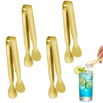4 Mini-Zangen aus Edelstahl, spiegelpoliert, 11 cm, für Buffet & Küche