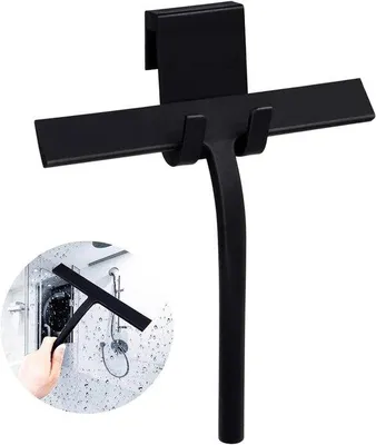 Produktbild von Kunststoff-Douchewischer für eine glatte, schwarze Dusseinrichtung