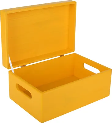 Image de Creative Deco Boite de Rangement en Bois Jaune 30 x 20 x 14 cm (+/-1cm)
