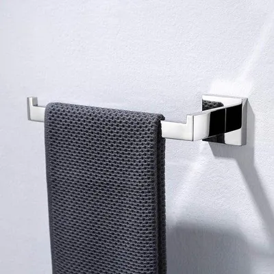 Obrázek produktu pro Držák ručníků - Moderní nástěnná montáž do koupelny z nerezové oceli - leštěný povrch - Q7003P