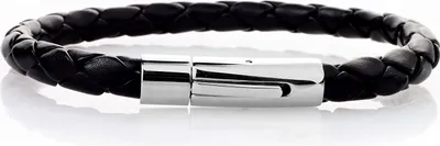 Produktbild von Edelstahl Armband Herrenarmband Männerschmuck Immitat-Leder