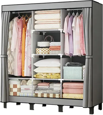 Image de Armoire de 130 cm, noire, pour le rangement des vêtements, idéale pour une chambre