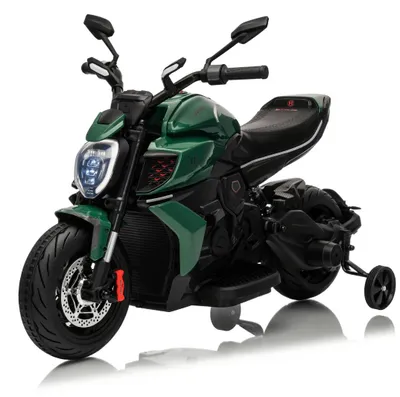 Immagine prodotto di Ducati x Bentley Diavel V4 Moto elettrica per bambini 12V (3–6 anni) – Con licenza ufficiale, con pneumatici in EVA, rotelle e Bluetooth – Moto elettrica per bambini – Verde