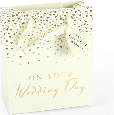 Produktbild von Geschenktasche Geschenktüte Hochzeit Vermählung Wedding Day mit Geschenkanhänger