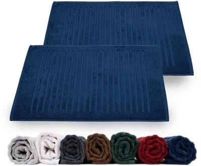 Produktbild von Unyqoos® 2er-Set Baumwoll-Duschmatten – 50 x 70 cm, 100% Baumwolle, 700 g/m², dunkelblau, saugfähig, maschinenwaschbar & trocknergeeignet,  Standard 100