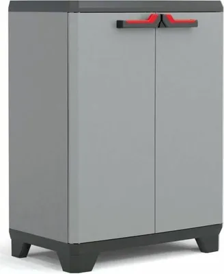 Productafbeelding van Keter Stilo Low Storage Cabinet Gray and Black 90 cm Organizer Locker 434769