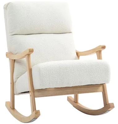 Produktbild von Schaukelstuhl Samtoptik Ergonomische Rückenlehne 120 kg 65x90x98 cm Cremeweiß