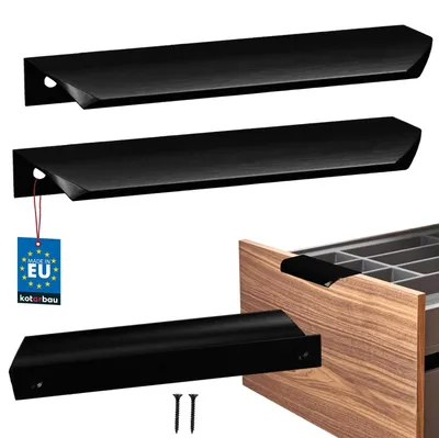 Produktbild von KOTARBAU® 2er Set Möbelgriff Schrankgriffe 148 mm Schwarz Matt ZnAl Hinterschraubgriffe Kantengriff Schubladengriffe Küche Modern