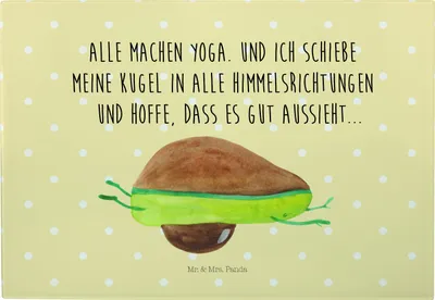Produktbild von Mr. & Mrs. Panda Hackbrett Avocado Yoga - Gelb Pastell - Geschenk, Humor, Unsportlich, Brotzeitplatte, Bauch, Hilfe, Haha, Glasbrett, Glas-Schneidebrett, schneidbrett