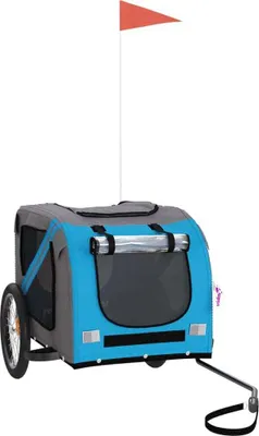 Produktbild von vidaXL Fahrradanhänger Hunde Blau und Grau Oxford-Gewebe und Eisen