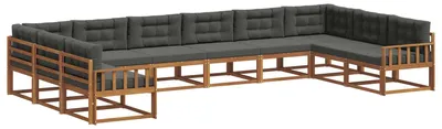 Produktbild von vidaXL Outdoor-Sofagarnitur mit Kissen 10 pcs Natur und Anthrazit
