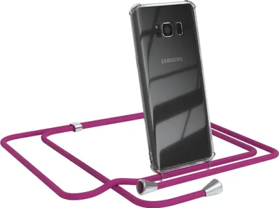 Produktbild von EAZY CASE Handykette kompatibel mit Samsung Galaxy S8, Handyhülle mit Umhängeband, Handykordel, Schutzhülle Clear, Band in Rosa