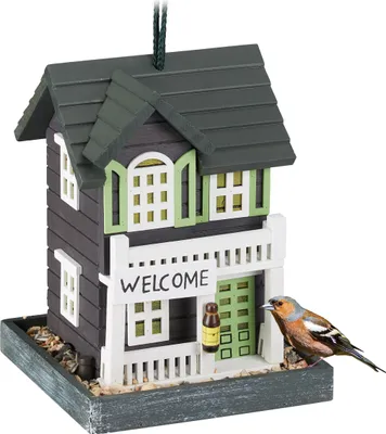 Image de Mangeoire à oiseaux Relaxdays, en bois, à suspendre, style cottage, dimensions 23,5 x 18 x 18 cm, pour balcon, mangeoire, oiseaux sauvages, multicolore