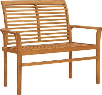 Zdjęcie produktu dla vidaXL Ławka ogrodowa z jasnozieloną poduszką 112 cm z litego drewna tekowego