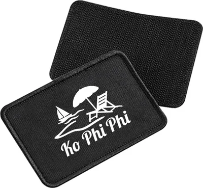 Produktbild von Huuraa Patch Ko Phi Phi Inselmotiv Thailand Black 10 x 6,5cm Baumwolle Klettpatch für Mütze Geschenkidee