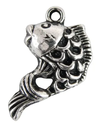 Produktbild von 40 Charm Anhänger Geschenkanhänger 'Fisch', 12 x 20 mm, altsilber