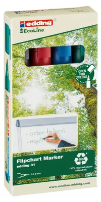 Zdjęcie produktu dla edding 4-31-4 4 edding 31 Markery do flipchartów Ecoline różne kolory 1,5 - 3,0 mm