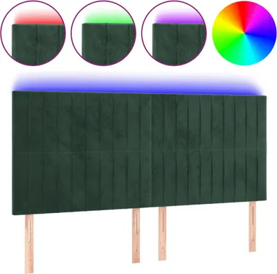Produktbild von vidaXL LED Kopfteil Dunkelgrün 200x5x118/128 cm Samt