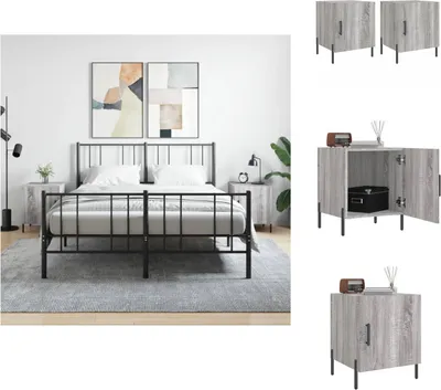 Productafbeelding van vidaXL Nachtkastjes, 2 stuks, grijs Sonoma, 40x40x50 cm, houtvezel - Nachtkastjes