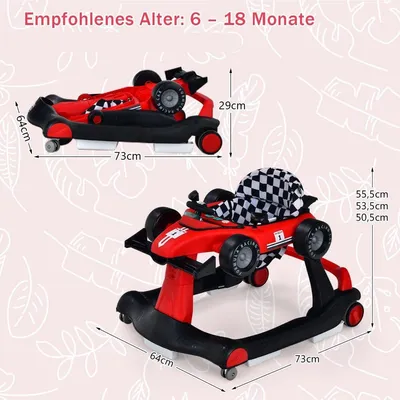 Image de Trotteur pliable 4 en 1 avec hauteur réglable rouge