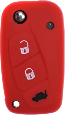 Produktbild von Auto Schlüssel Hülle Silikon Schutz Cover Rot kompatibel mit FIAT Panda Punto Ducato Stilo Brava Iveco Lancia 3 Tasten Klappschlüssel