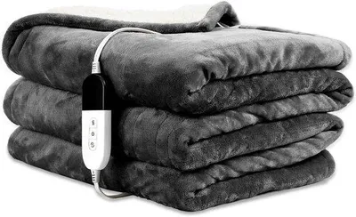 Obrázek produktu pro Elektrická deka – vyhřívaná deka – pro pohodlné teplo – automatické vypnutí – rozměry 200 x 150 cm – šedá barva