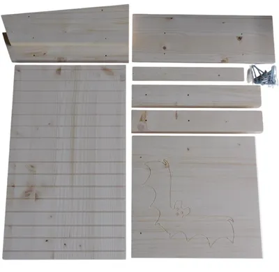 Produktbild von Fledermauskasten Bausatz aus Fichtenholz mit Anflughilfe und rauer Oberfläche 31x12x42 cm