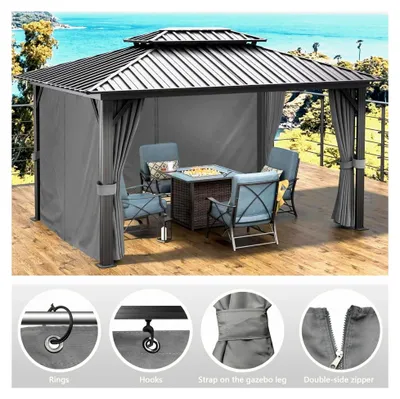Produktbild von 4 Seitenwände für Pavillon 3x3m wasserdicht mit UV-Schutz (Grau)