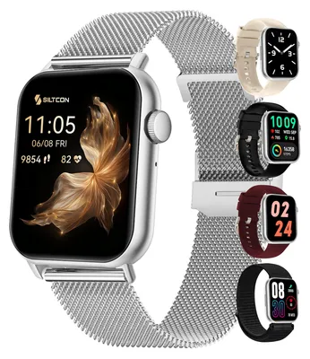 Productafbeelding van Siltcon® Seréa Smartwatch Dames Goud - Horloge Dames - Stappenteller Horloge Dames - Hartslagmeter - Slaapmonitor - Saturatiemeter - Belfunctie - Geschikt voor iOS/Android - AMOLED - RVS - Elke pols - Incl. 5 Bandjes