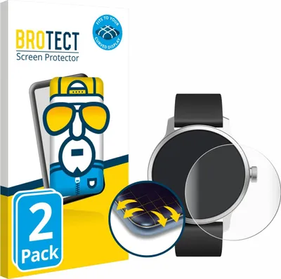 Produktbild von 2x BROTECT Fullscreen Schutzfolie für Withings ScanWatch (42 mm) Displayschutz Folie Fullcover Klar Transparent