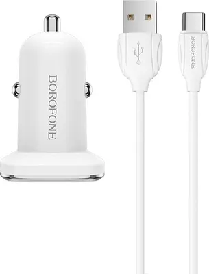 Immagine prodotto di Caricatore Auto Borofone 2x USB con Cavo - Bianco KP27928
