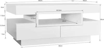 Immagine prodotto di okwish Tavolino da salotto, Rettangolare, LED lucido, Comodino per camera da letto, Tavoli da salotto con contenitore per soggiorno, Tavolo con quattro cassetti, Bianco