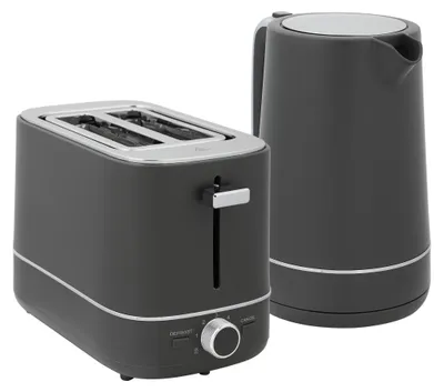 Produktbild von Grauer 1,7 L Wasserkocher & Toaster Set mit 6 Bräunungsstufen - Schnellkocher & Brotröster