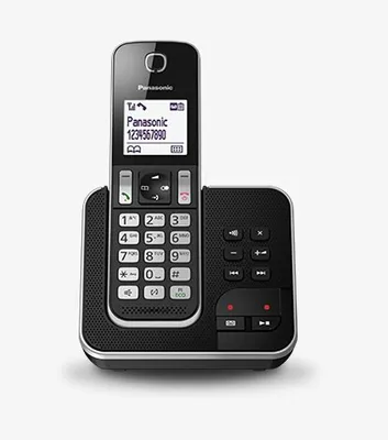 Zdjęcie produktu dla Panasonic KX-TGD320, Telefon w systemie DECT, Głośnik, 50 wejścia, Nazwa i identyfikacja dzwoniącego, Czarny, Srebrny