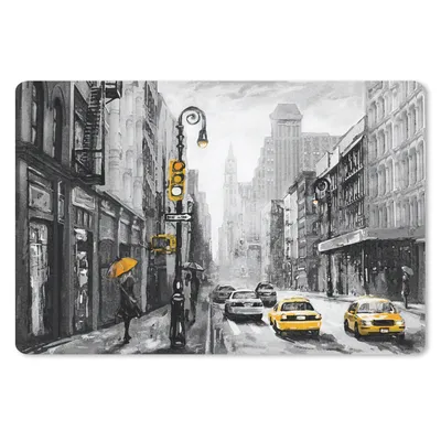 Produktbild von MuchoWow® Schreibtischunterlage Gemälde - Ölfarbe - Stadt - Auto 60x40 cm - XXL Mauspad - Großes Mauspad