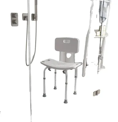 Imagen del producto de Silla de ducha, con altura ajustable, diseño antideslizante, BLANCA
