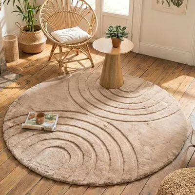 Image de Volero - Tapis rond à poils longs - Carvy Arches Taupe - Ø 100 cm