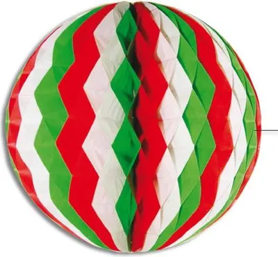 Produktbild von Wabenball grün/weiß/rot 30cm, schwer entflammbar