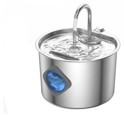 Produktbild von Zimilo Automatischer Katzenbrunnen 2,2L aus 304 Edelstahl, Trinkbrunnen mit Mehrfachfilter, Wasserhahn Design, für Katzen & Hunde, Diamantfenster